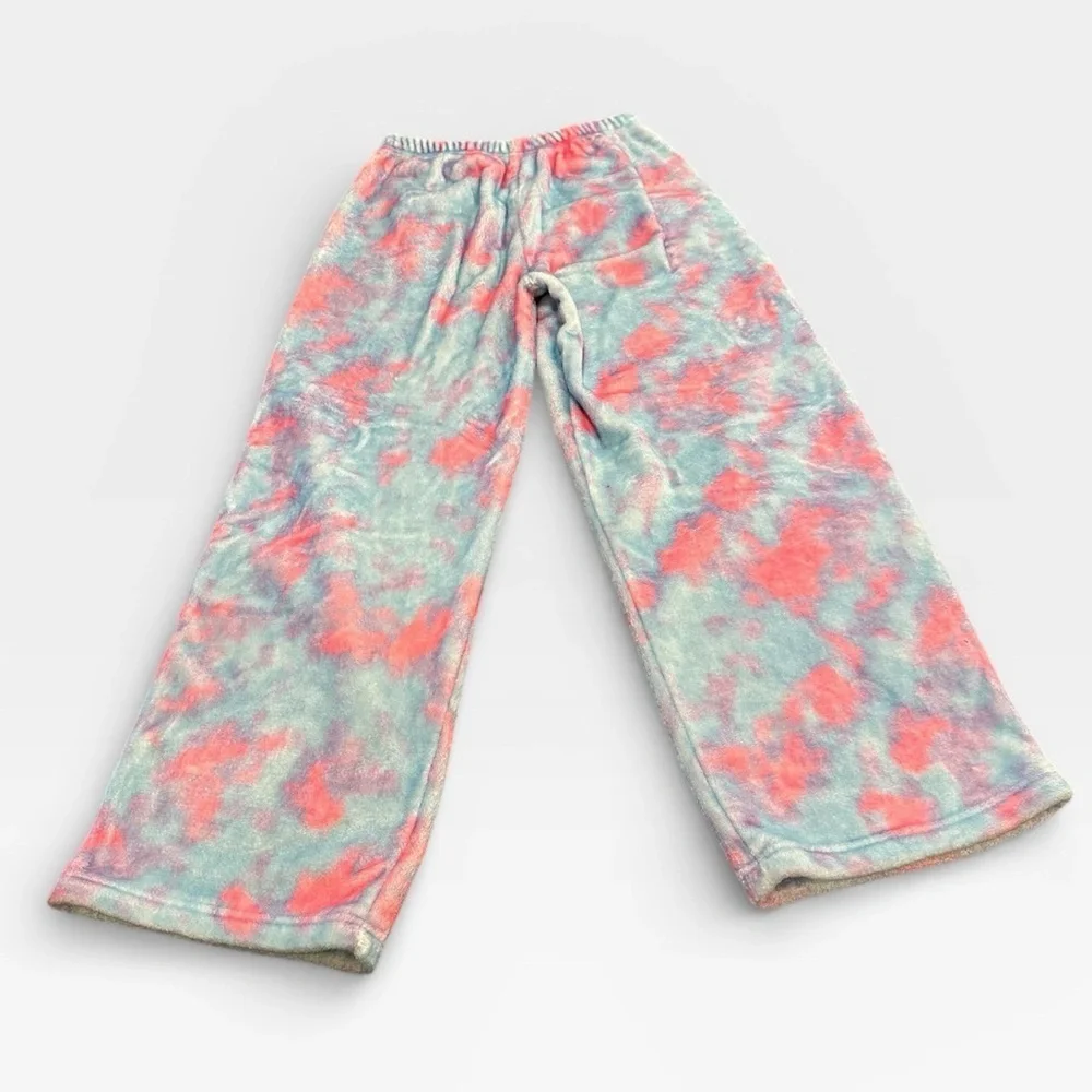 iscream Girls Plush Pink and Blue tie dye Pajama Pants